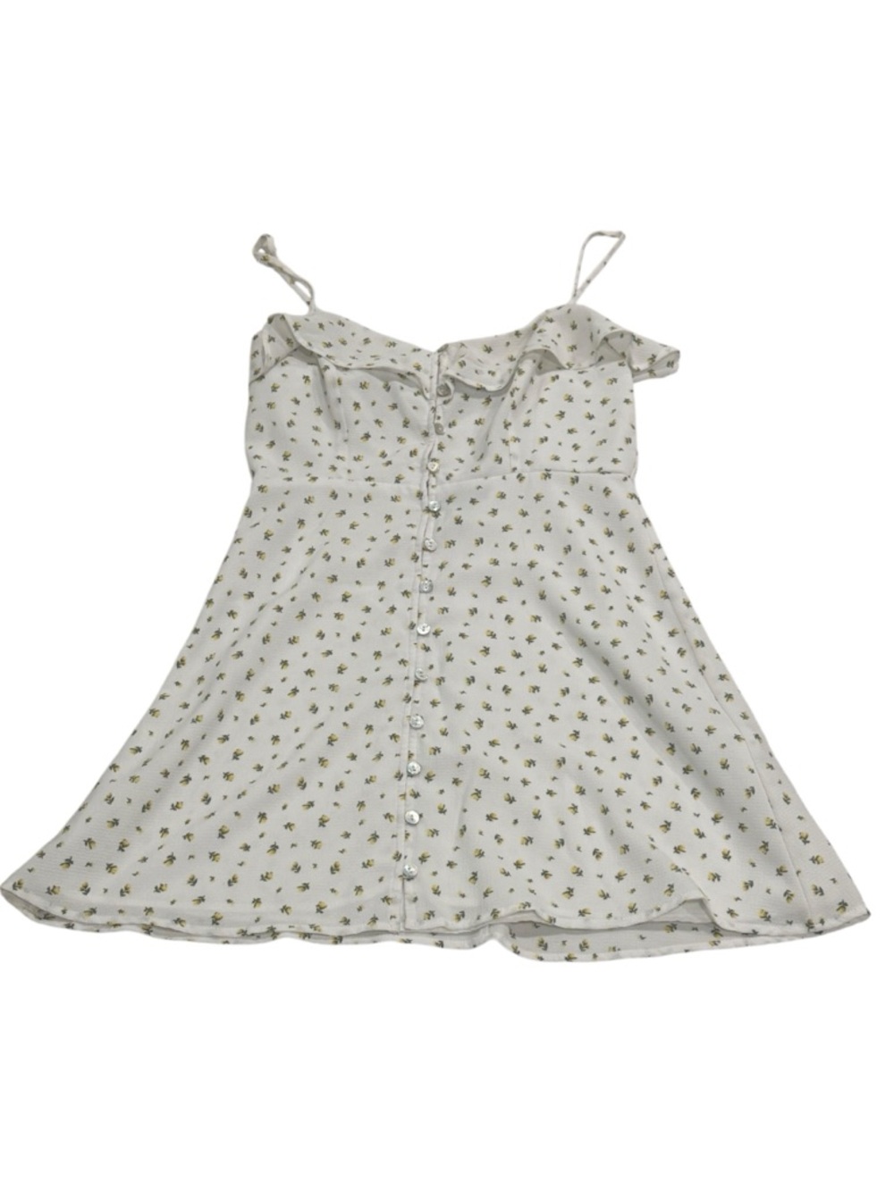 Forever 21 Summer Dress White Floral Spaghetti Strap Button-Front Mini